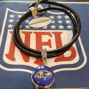 Leather Baltimore Raven Logo Snap Button Bracelet